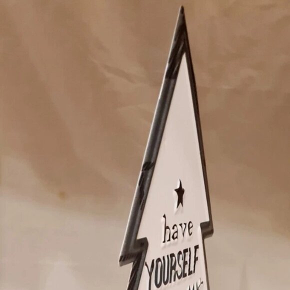 Have Yourself Merry Little Christmas Metal Embossed Sign Standing Decor 10x16" - Picture 2 of 4